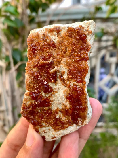 Natural orange hessonite garnet crystals on matrix from Pakistan - 139 Gram