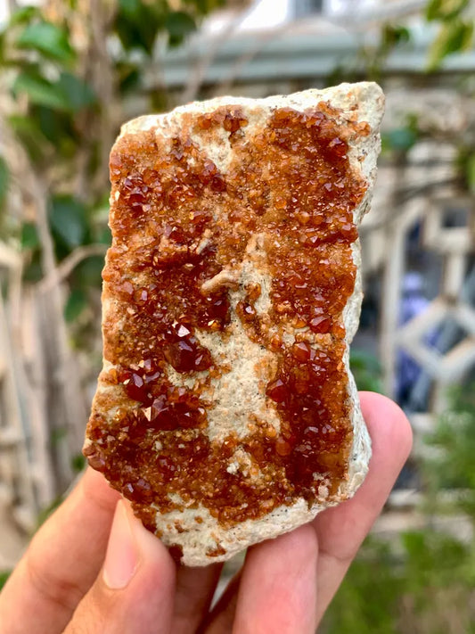 Natural orange hessonite garnet crystals on matrix from Pakistan - 139 Gram