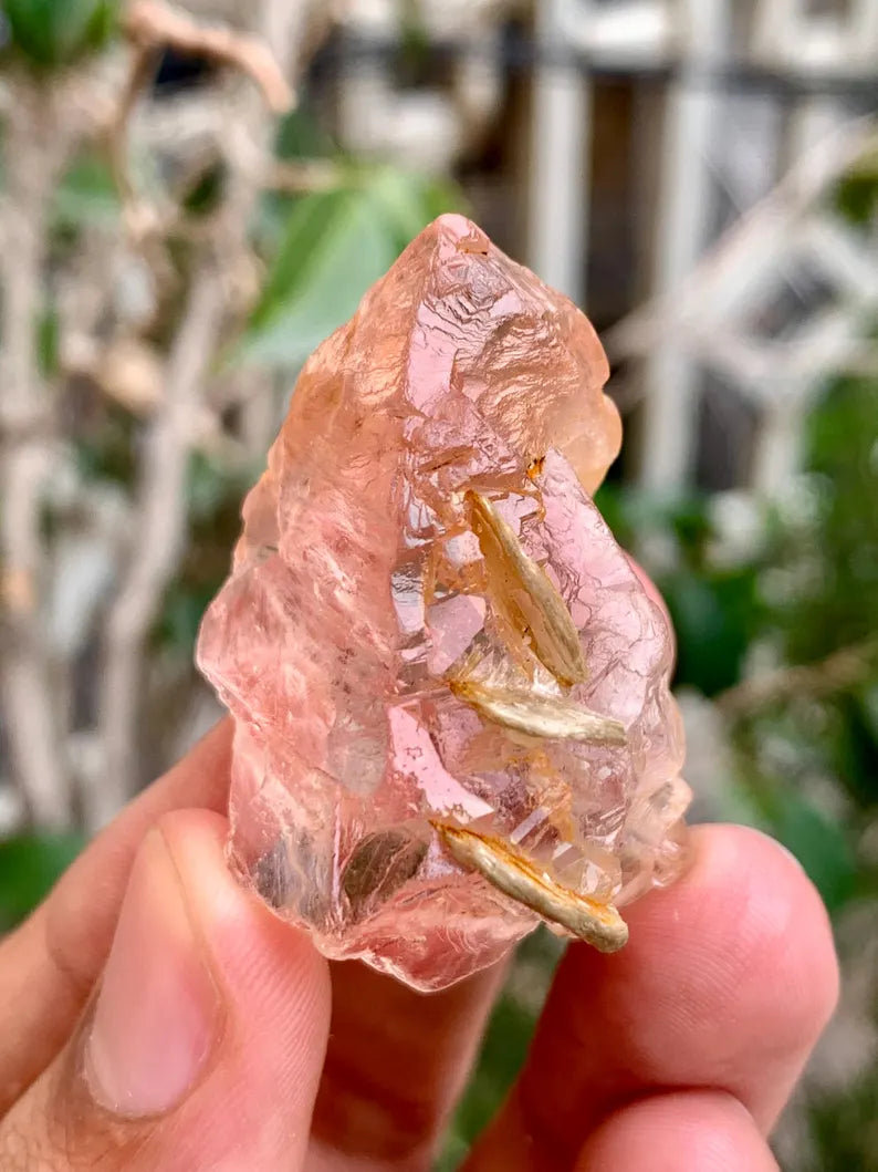 Natural Transparent Pink Fluorite Crystal with Mica from Pakistan - 35 Gram