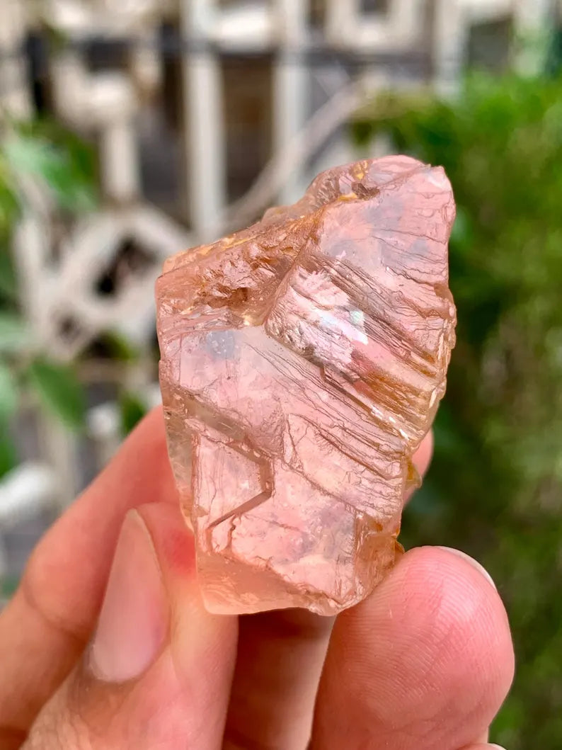 Natural Transparent Pink Fluorite Crystal with Mica from Pakistan - 35 Gram