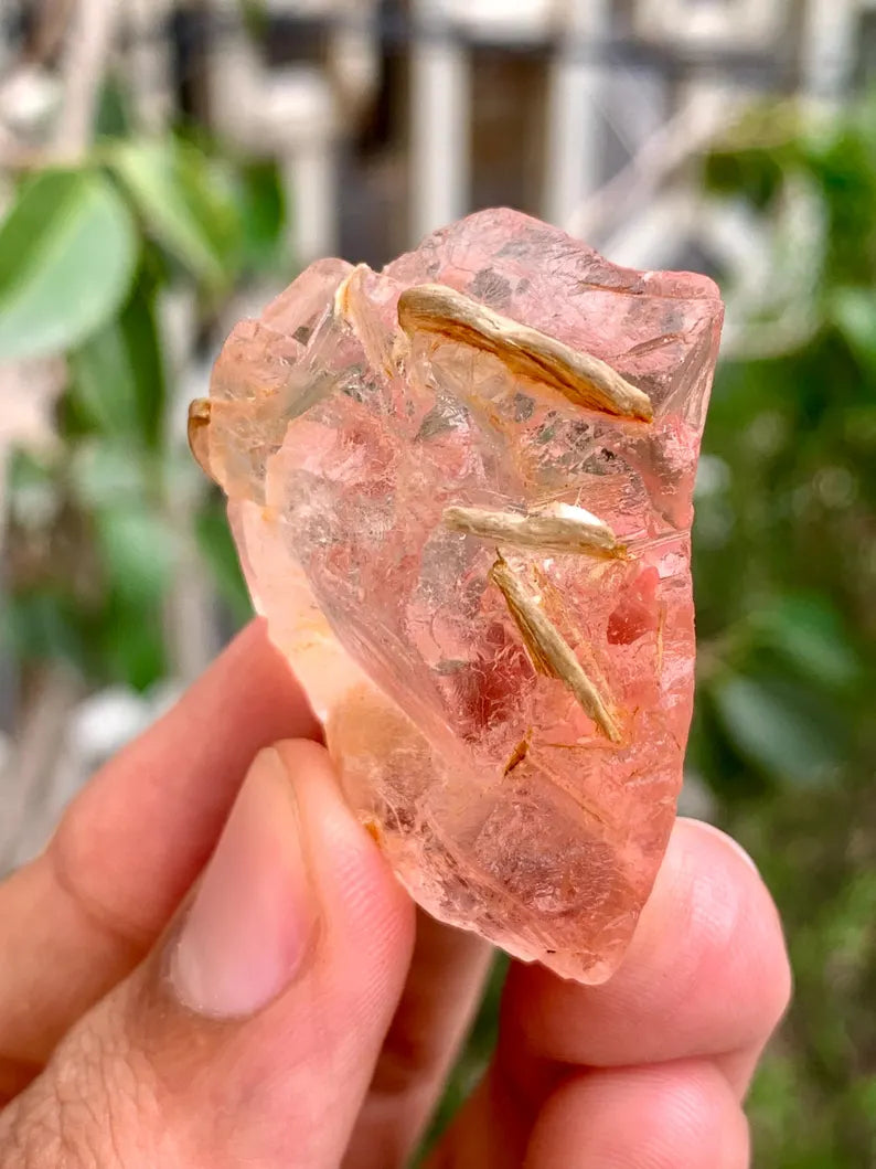 Natural Transparent Pink Fluorite Crystal with Mica from Pakistan - 35 Gram