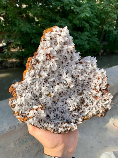 Natural Rare white Crystallized Aragonite Crystals on Matrix from Pakistan - 730 Gram