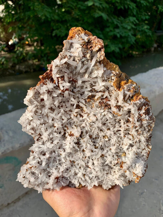 Natural Rare white Crystallized Aragonite Crystals on Matrix from Pakistan - 730 Gram