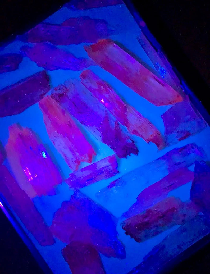 Natural Etched Pink Fluorescent Kunzite Crystals Lot from Afghanistran - 77 Gram