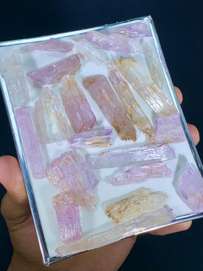 Natural Etched Pink Fluorescent Kunzite Crystals Lot from Afghanistran - 77 Gram