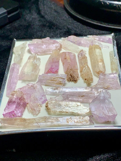 Natural Etched Pink Fluorescent Kunzite Crystals Lot from Afghanistran - 77 Gram