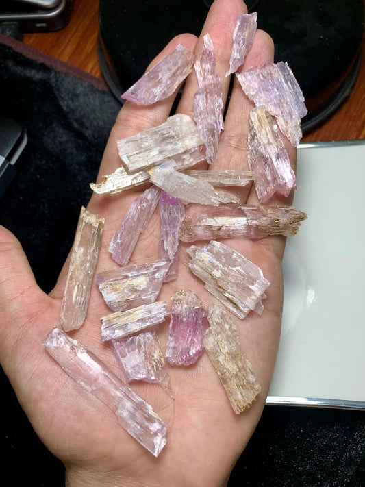 Natural Etched Pink Fluorescent Kunzite Crystals Lot from Afghanistran - 77 Gram