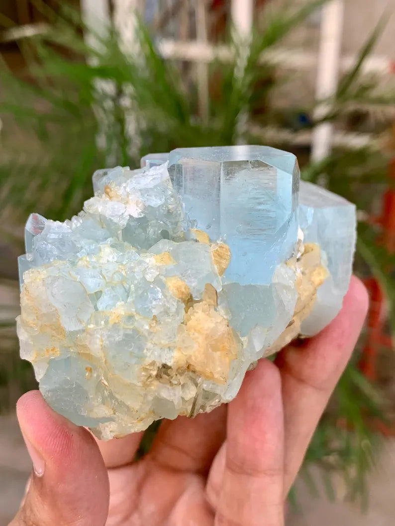 Natural Diamond Cut Blue Aquamarine Crystal from Pakistan - 294 Gram
