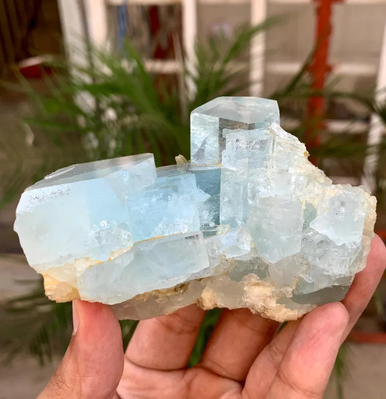 Natural Diamond Cut Blue Aquamarine Crystal from Pakistan - 294 Gram
