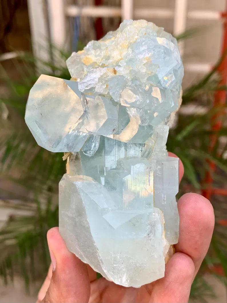 Natural Diamond Cut Blue Aquamarine Crystal from Pakistan - 294 Gram