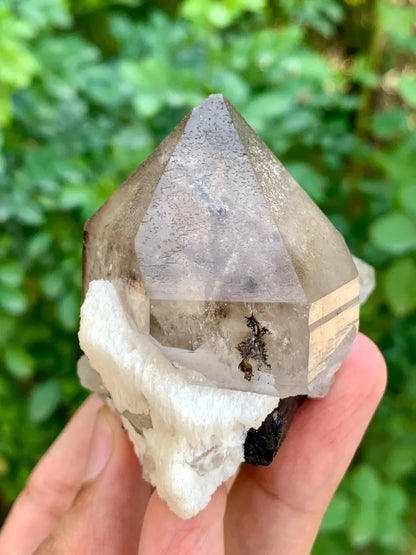 Natural Smoky Quartz with Black Tourmaline Combined Mineral Specimen from Pakistan - 193 Gram