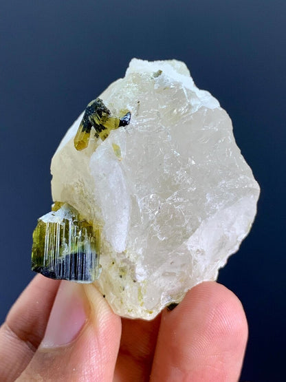 NAtural Terminated Green Cap Tourmaline Crystals on QUartz from Pakistan - 45 Gram