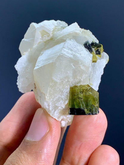 NAtural Terminated Green Cap Tourmaline Crystals on QUartz from Pakistan - 45 Gram