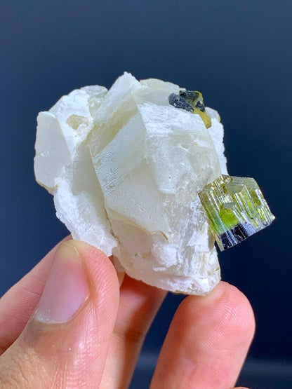 NAtural Terminated Green Cap Tourmaline Crystals on QUartz from Pakistan - 45 Gram