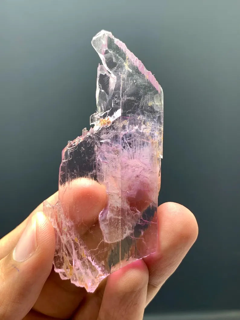 Natural Transparent Pink Water Etched Kunzite Crystal from Afghanistan - 23 Gram