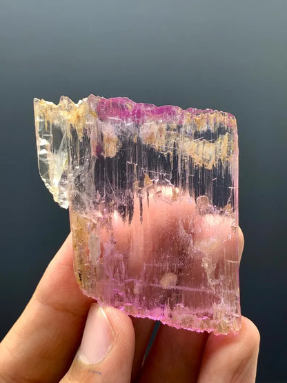 Natural Water Etched Transparent Pink FLuorescent Kunzite Crystal from Afghanistan - 30 Gram