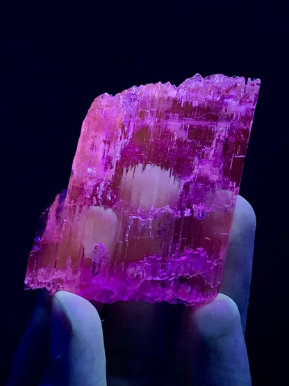 Natural Water Etched Transparent Pink FLuorescent Kunzite Crystal from Afghanistan - 30 Gram