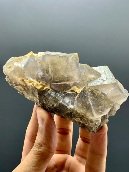 Natural Cubic Purple Phantom Fluorite Specimen from Pakistan - 292 Gram