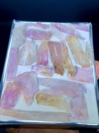 Natural Etched Pink Fluorescent Kunzite Crystals Lot from Afghanistran - 77 Gram