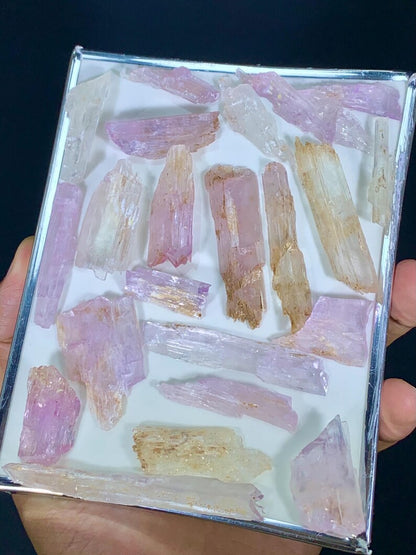 Natural Etched Pink Fluorescent Kunzite Crystals Lot from Afghanistran - 77 Gram