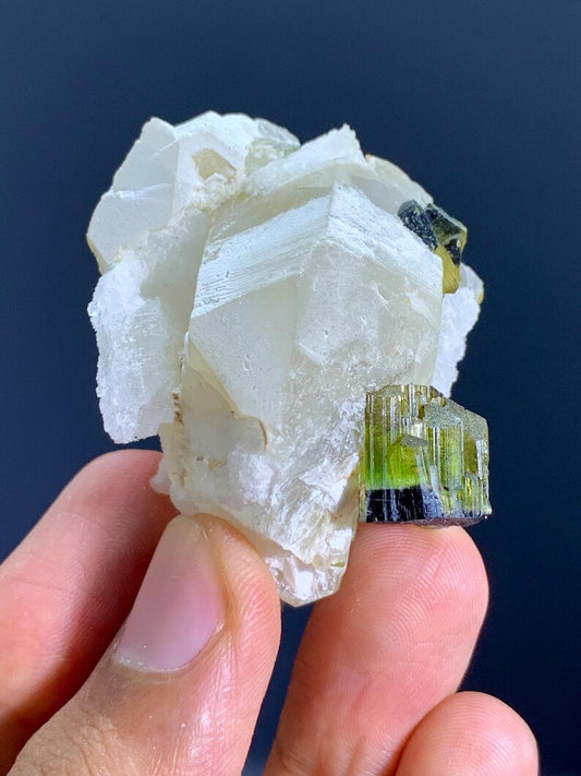 NAtural Terminated Green Cap Tourmaline Crystals on QUartz from Pakistan - 45 Gram