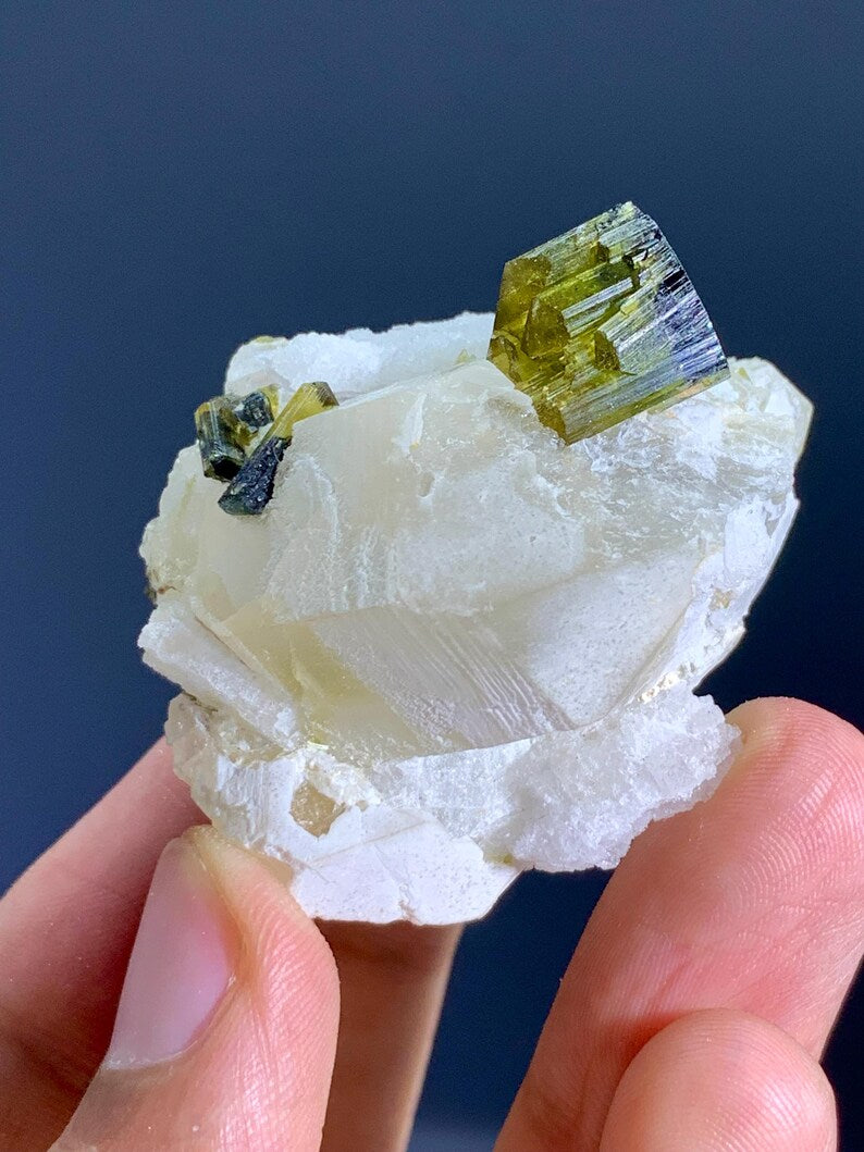 NAtural Terminated Green Cap Tourmaline Crystals on QUartz from Pakistan - 45 Gram