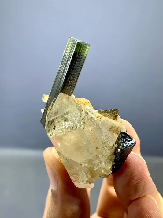 Natural green Cap Tourmaline Crystal on quartz from Pakistan - 26 Gram