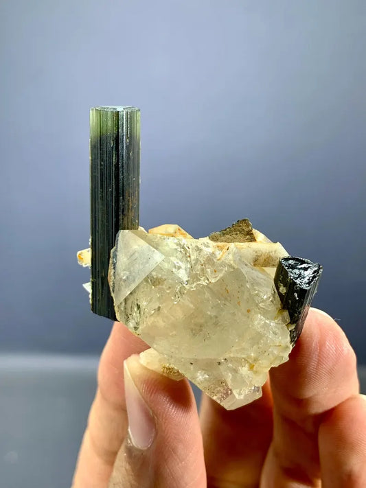 Natural green Cap Tourmaline Crystal on quartz from Pakistan - 26 Gram