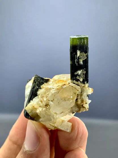 Natural green Cap Tourmaline Crystal on quartz from Pakistan - 26 Gram
