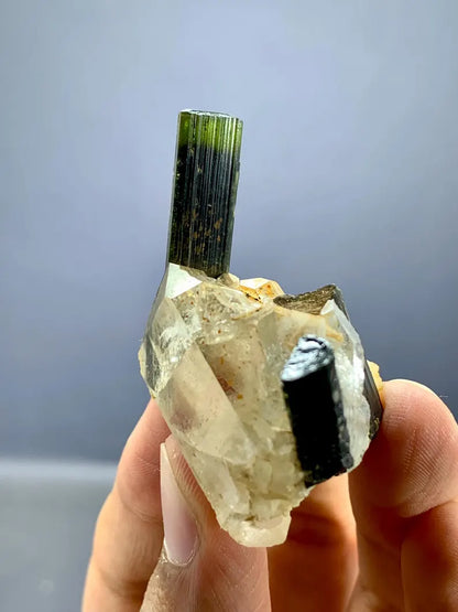 Natural green Cap Tourmaline Crystal on quartz from Pakistan - 26 Gram