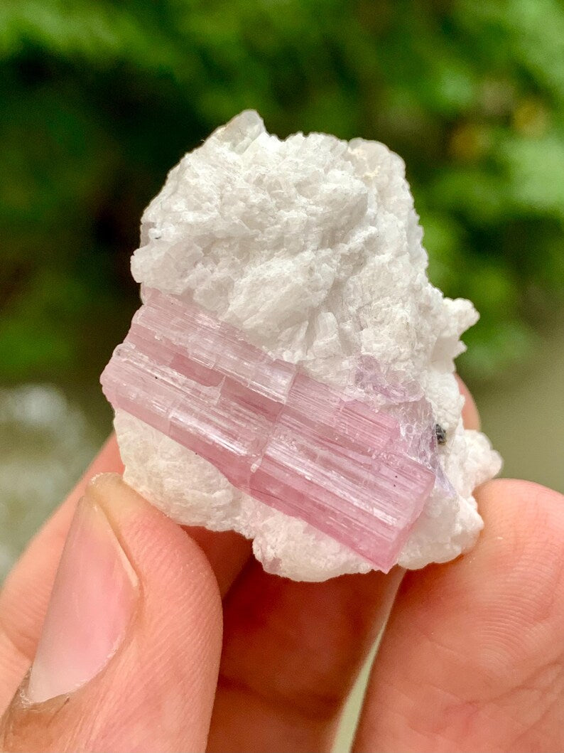 Natural Pink Tourmaline Crystal on Matrix from Pakistan - 16 Gram