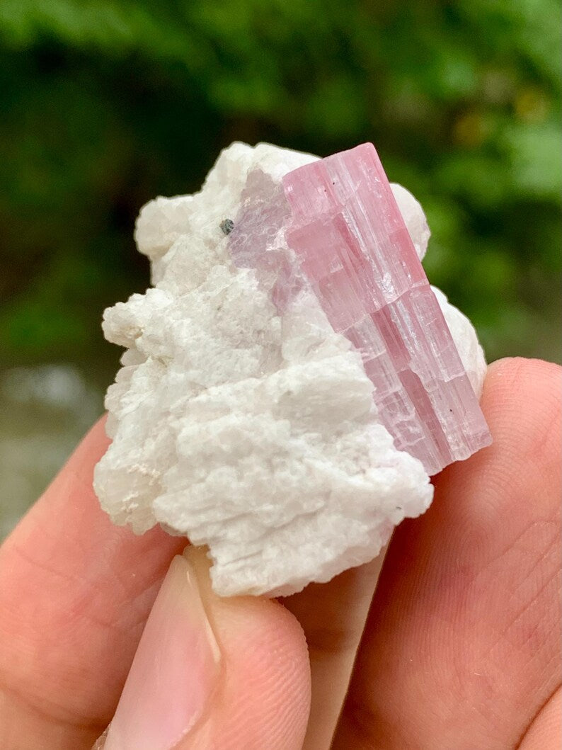 Natural Pink Tourmaline Crystal on Matrix from Pakistan - 16 Gram
