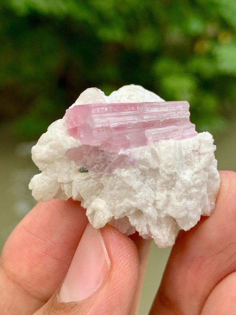 Natural Pink Tourmaline Crystal on Matrix from Pakistan - 16 Gram