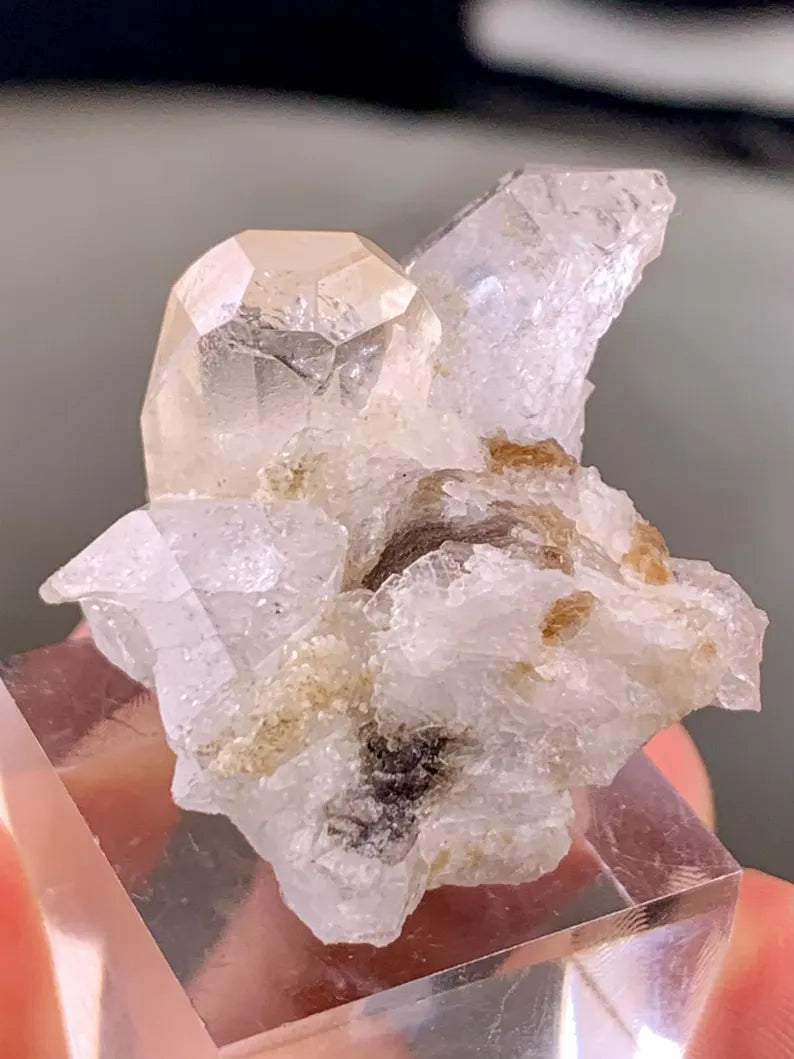 Diamond Cut Transparent Imperial Topaz  Crystal with Quartz and Mica combined from Pakistan - 30 Gram