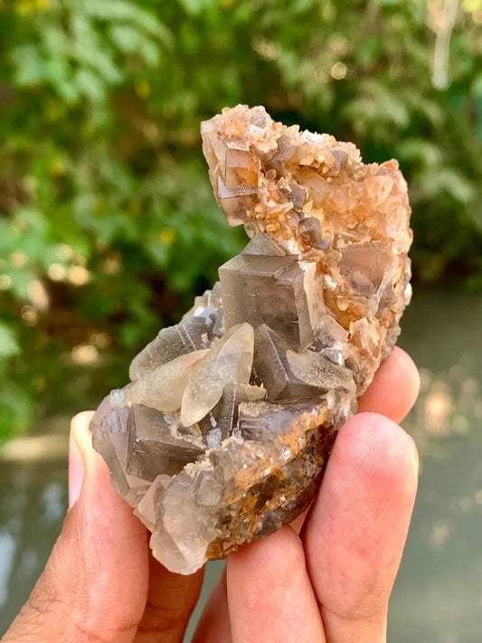 Cubic Purple Phantom Fluorite Crystals Specimen from Pakistan - 123 Gram