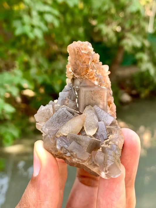 Cubic Purple Phantom Fluorite Crystals Specimen from Pakistan - 123 Gram