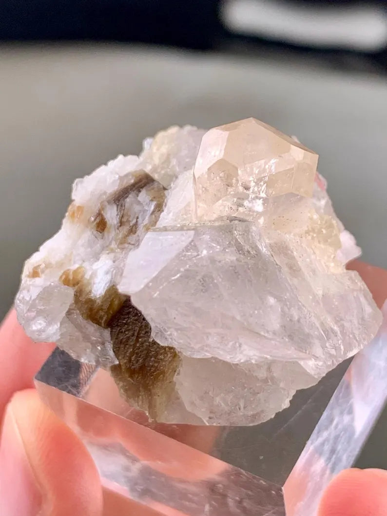 Diamond Cut Transparent Imperial Topaz  Crystal with Quartz and Mica combined from Pakistan - 30 Gram