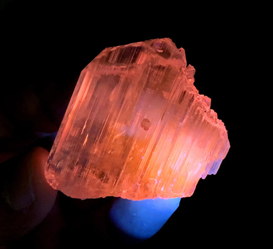 Natural Pink Color Fluorescent Kunzite Crystal from Afghanistan - 40 gram