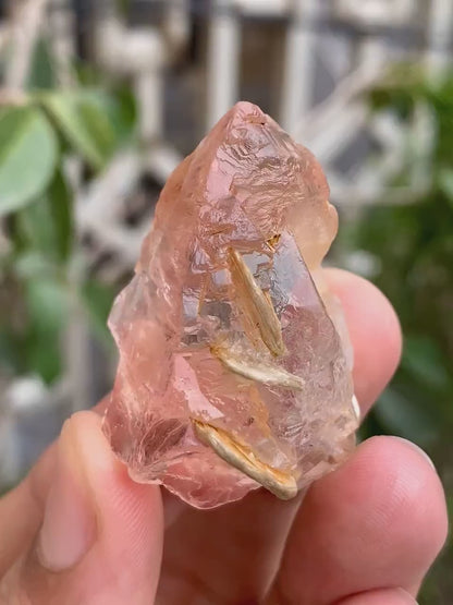 Natural Transparent Pink Fluorite Crystal with Mica from Pakistan - 35 Gram