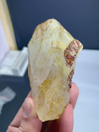 Golden Sagenite Rutile on Terminated Quartz from Pakistan - 167 Gram