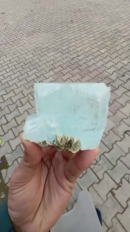 Blue Aquamarine Crystal with Mica from Pakistan - 256 Gram