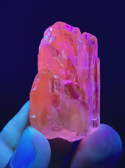 Fluorescent Yellow TripahenKunzite Crystal from Afghanistan