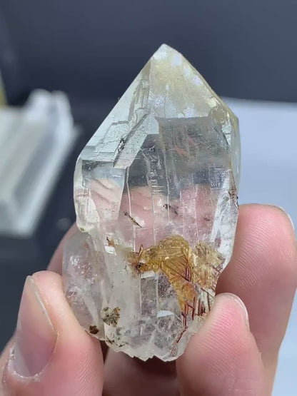 Golden Sagenite Rutile on Quartz from Pakistan - 28 Gram