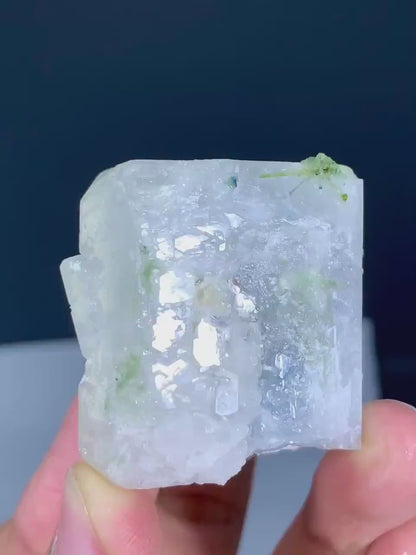 Aquamorganite Crystal with Green Tourmalines from Afghanistan - 64 Grams