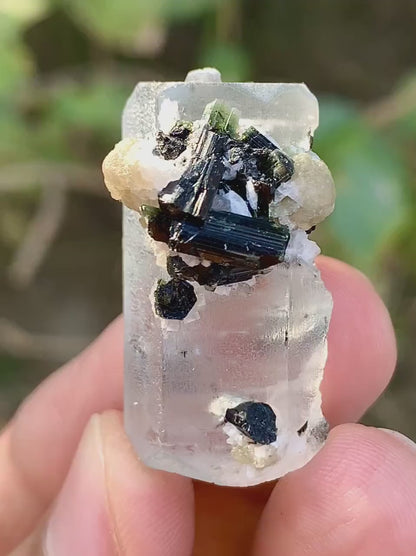 Blue Aquamarine with Green Cap Tourmaline Combined Mineral from Pakistan - 15 Gram