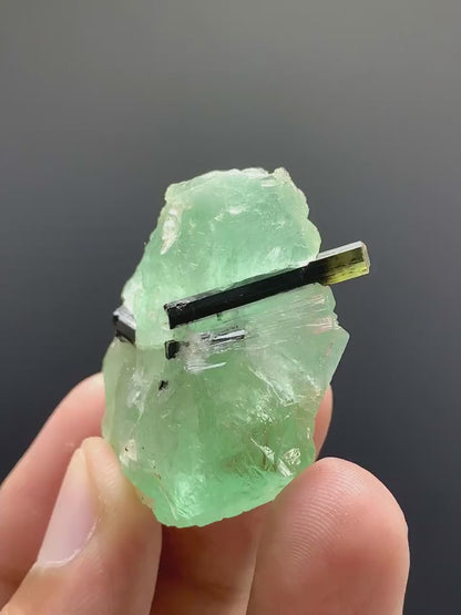 Green Cap Tourmaline with Green Fluorite from Pakistan - 23 Gram