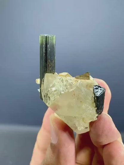 Natural green Cap Tourmaline Crystal on quartz from Pakistan - 26 Gram