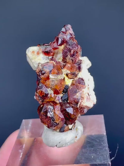 Etched Red Spessartite Garnet with Mica from Pakistan - 13 Gram