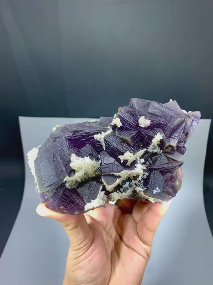 Purple Phantom Fluorite with Calcite from Pakistan - 1110 Grams