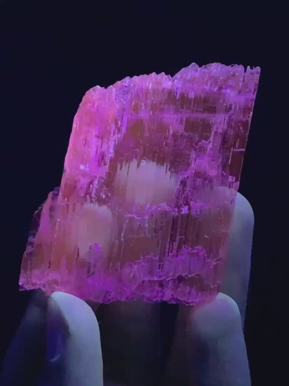 Natural Water Etched Transparent Pink FLuorescent Kunzite Crystal from Afghanistan - 30 Gram